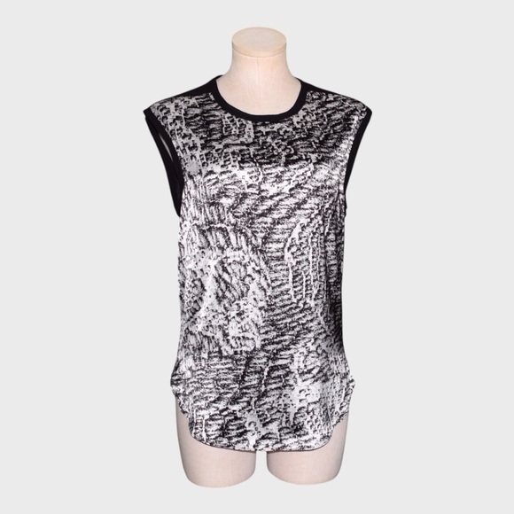 Helmut Lang Tops - Helmut Lang Resid Print Satin Abstract Top